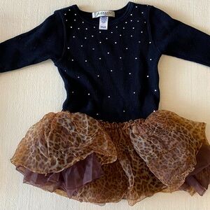 Black studded and leopard dress